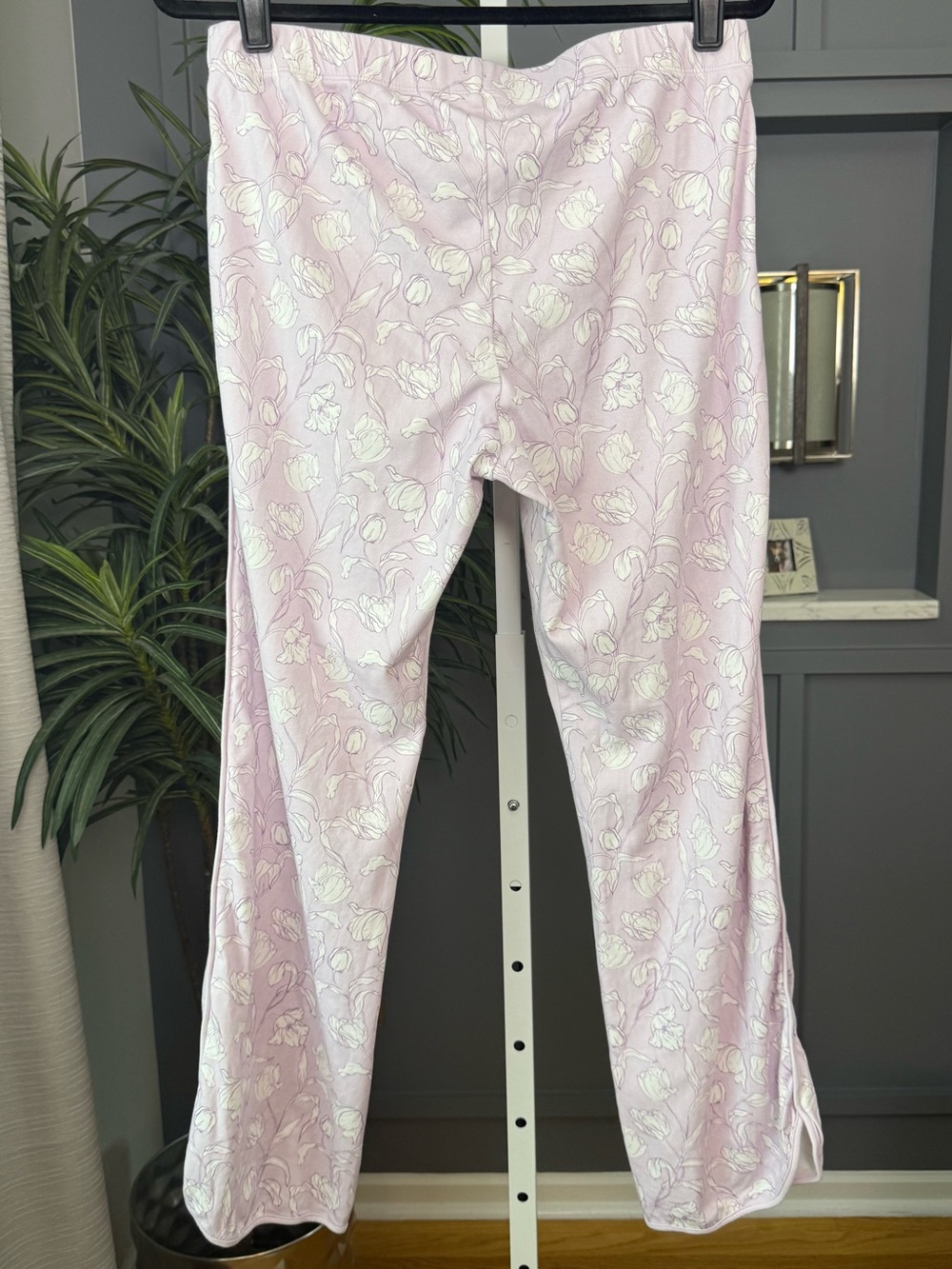 LAKE Pima Cotton Wildflower Vine Floral PJ Set Lavender M Pants Short Sleeve Top - Picture 12 of 16